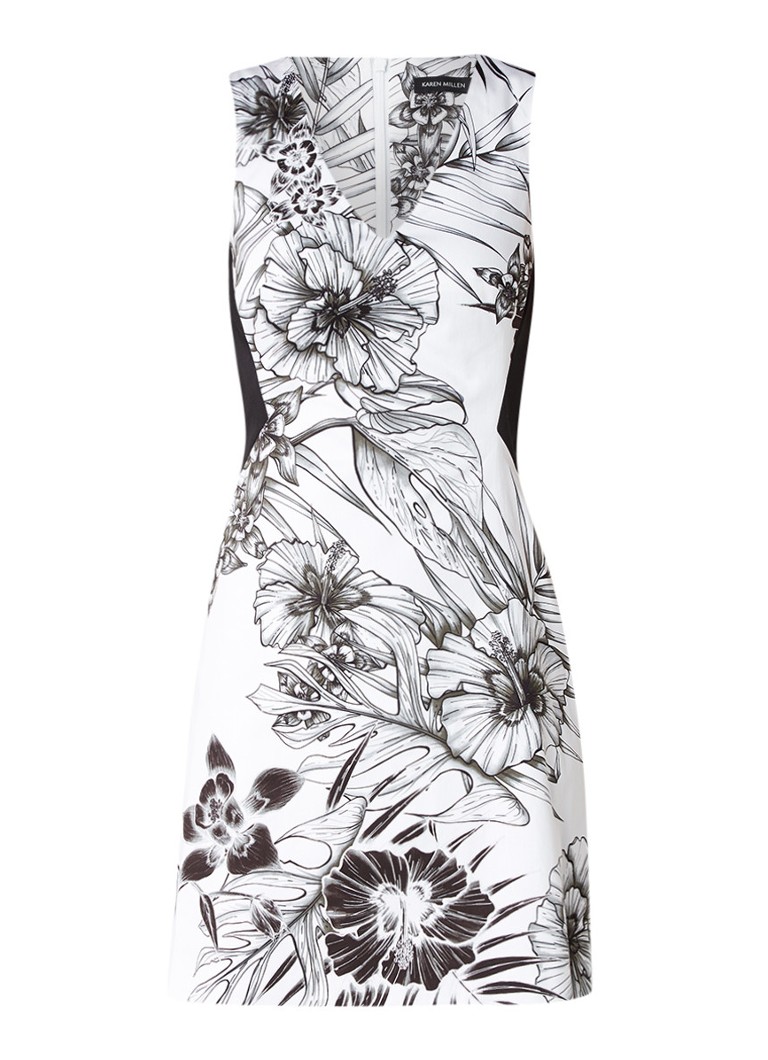 Karen Millen Kokerjurk met bloemendessin wit