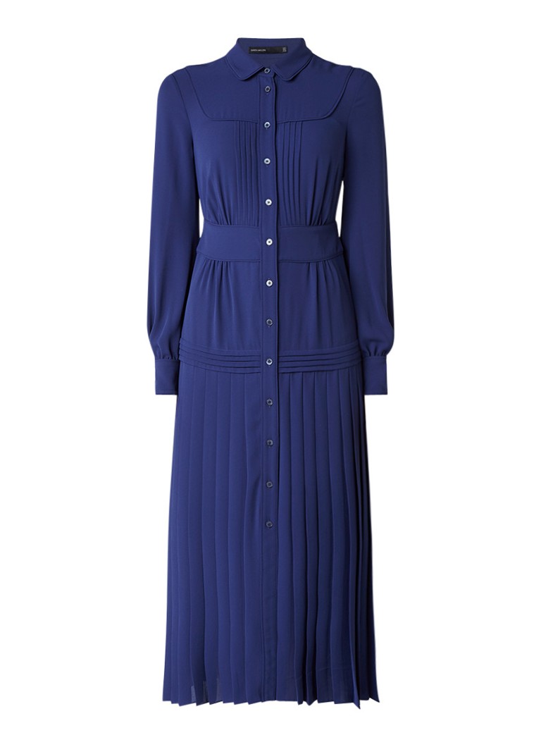 Karen Millen Maxi blousejurk met plissé donkerblauw