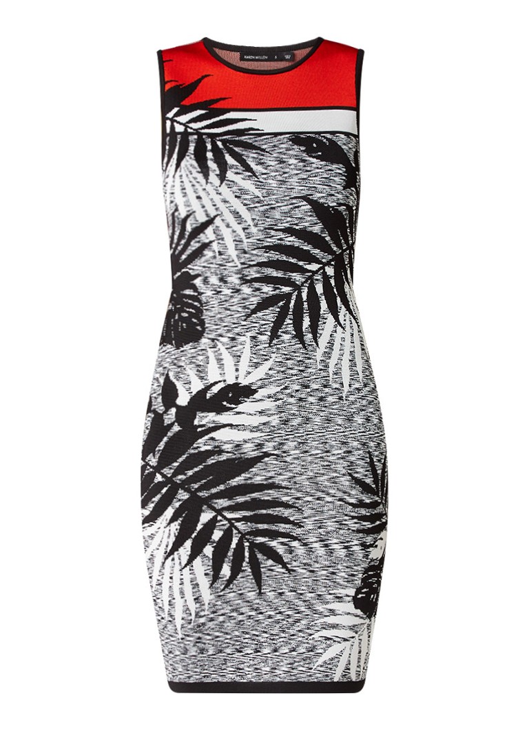 Karen Millen Bodycon jurk met ingebreid botanisch dessin zwart