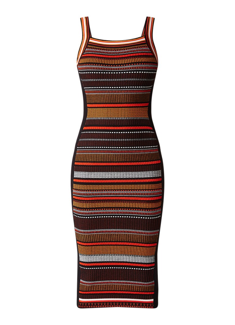 Karen Millen Bodycon midi-jurk met ingebreid dessin rood