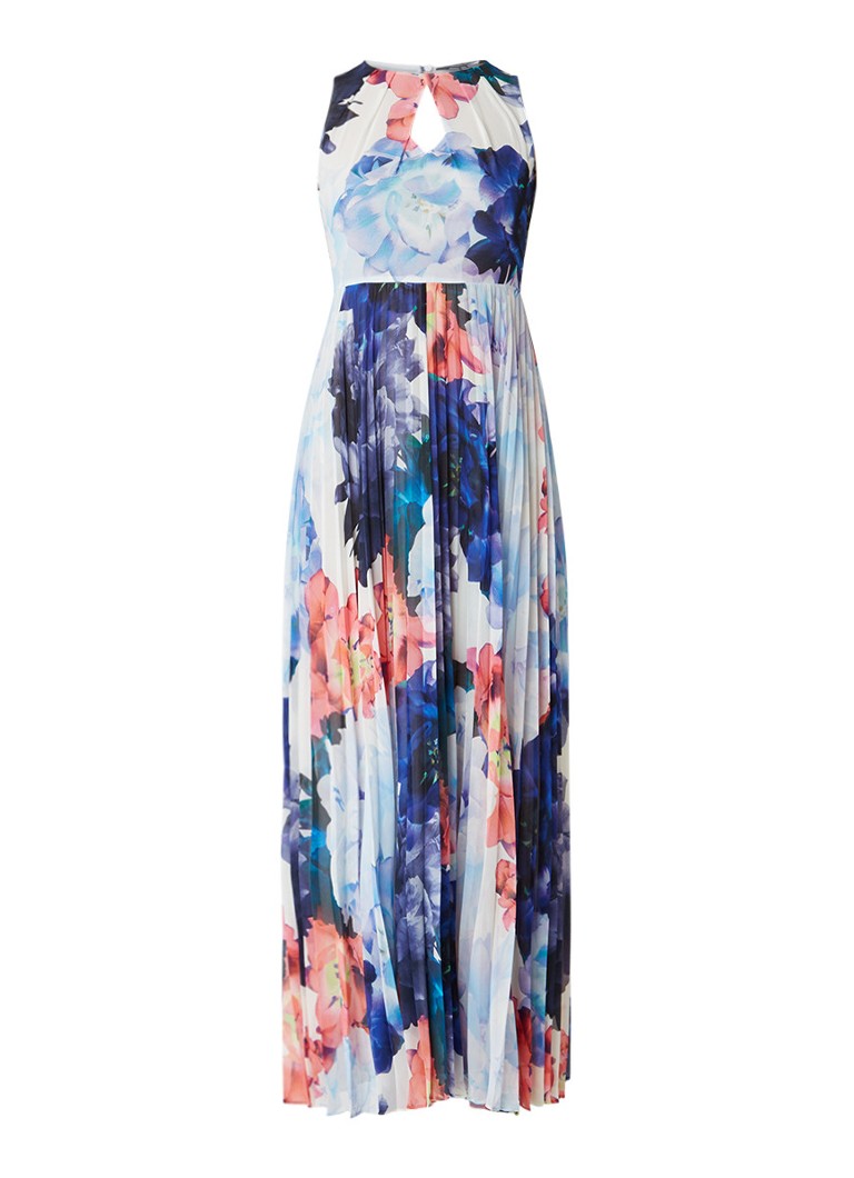 Karen Millen Maxi-jurk met plissÃ©rok en bloemendessin multicolor