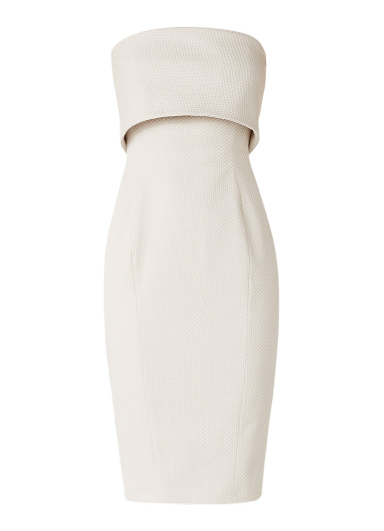 Karen Millen Strapless kokerjurk met structuur beige