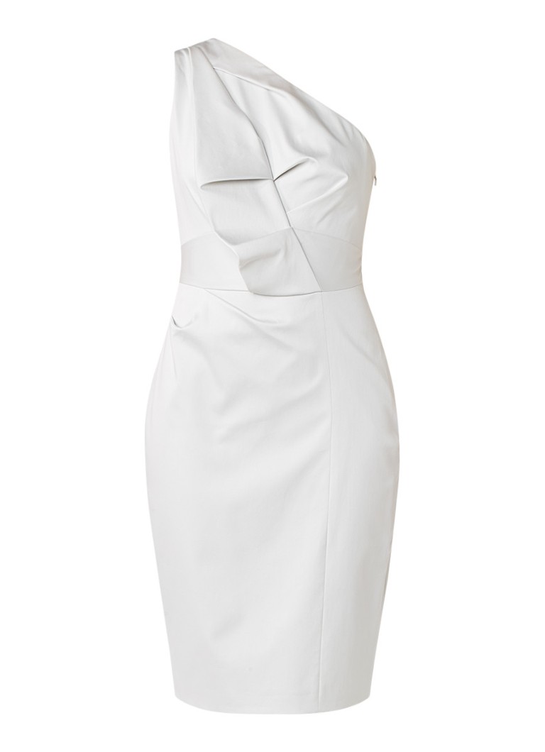 Karen Millen One shoulder kokerjurk met plooien parelmoer