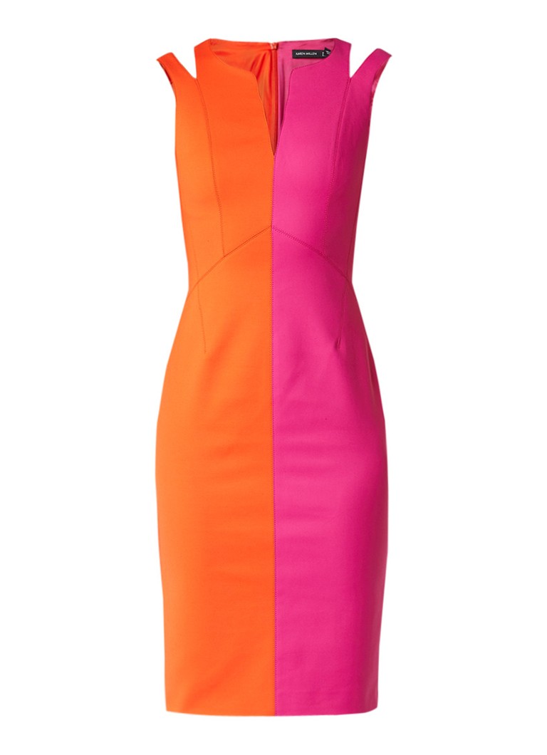 Karen Millen Mouwloze kokerjurk met colour blocking roze