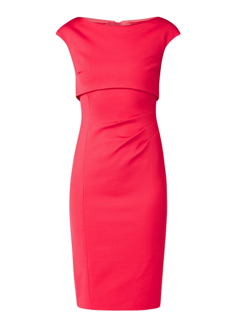 Karen Millen Kokerjurk met overlay en plooidetails fuchsia