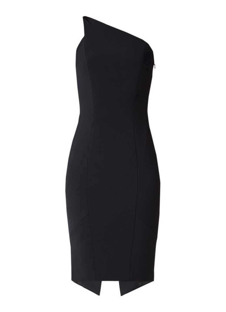 Karen Millen One shoulder kokerjurk met split zwart