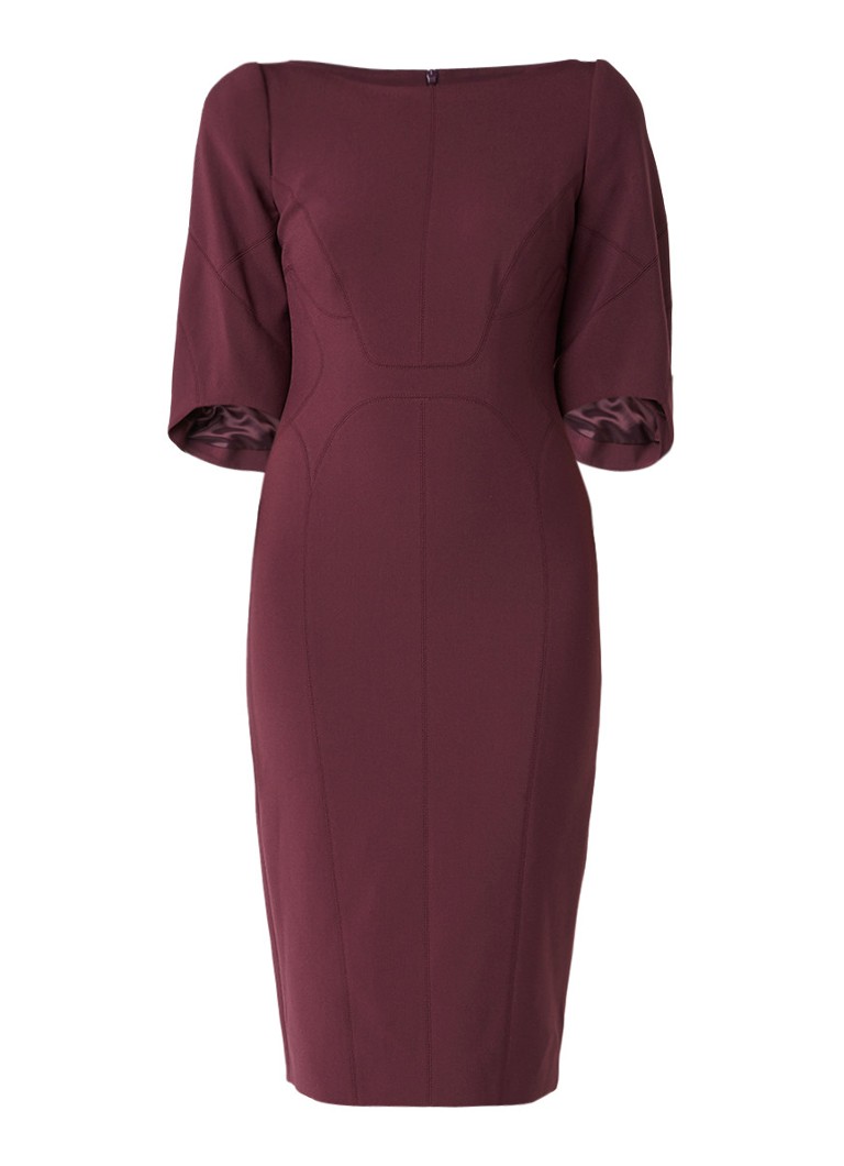 Karen Millen Kokerjurk met deelnaad aubergine