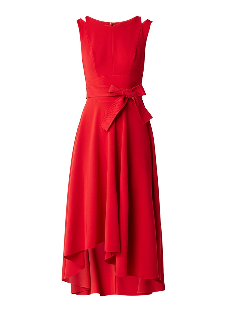 Karen Millen A-lijn jurk met strikceintuur en cut-out detail rood