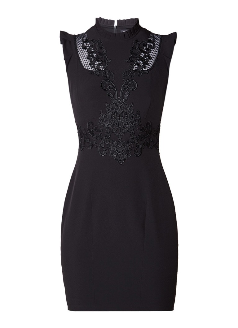 Karen Millen Bodycon jurk met kant en broderie zwart