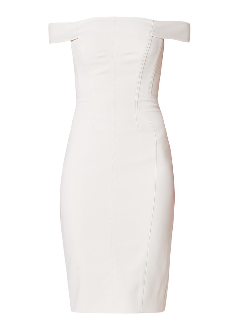 Karen Millen Off shoulder kokerjurk met baleinen donkerroze