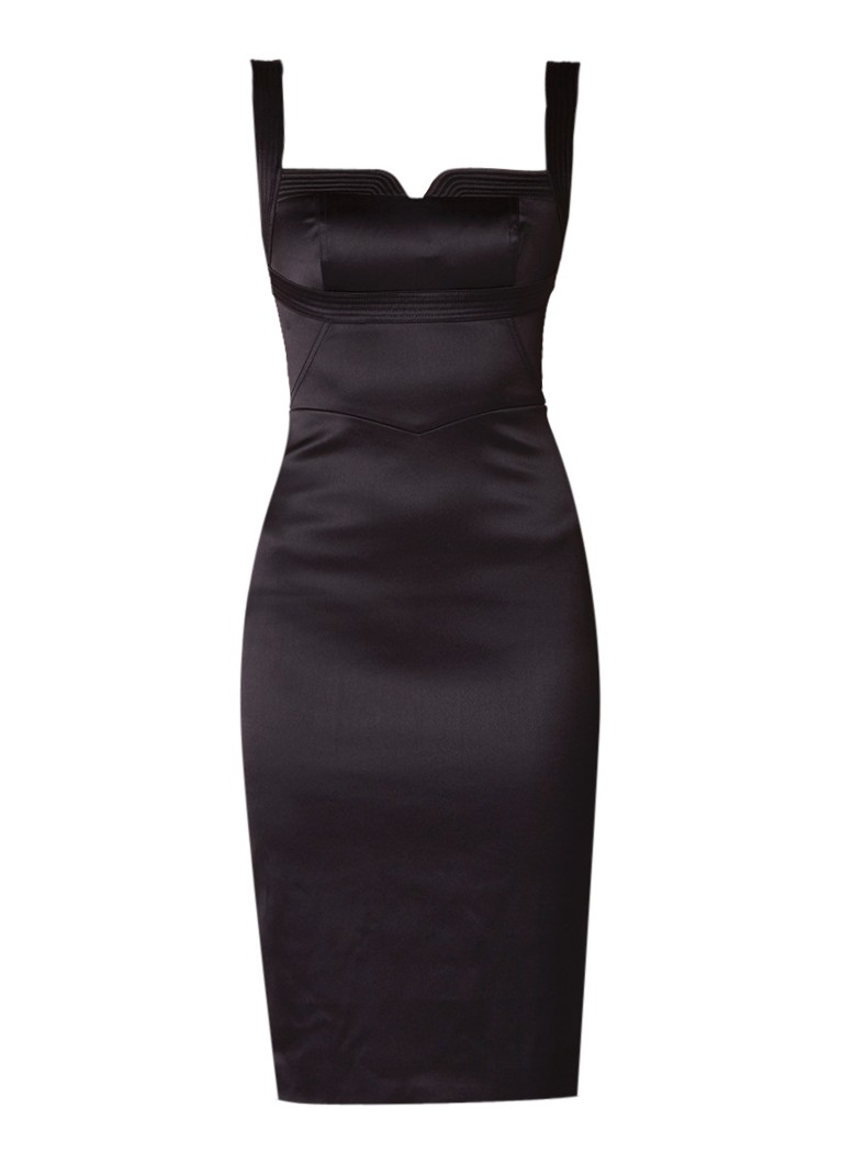 Karen Millen Bodycon jurk van satijn met structuur zwart