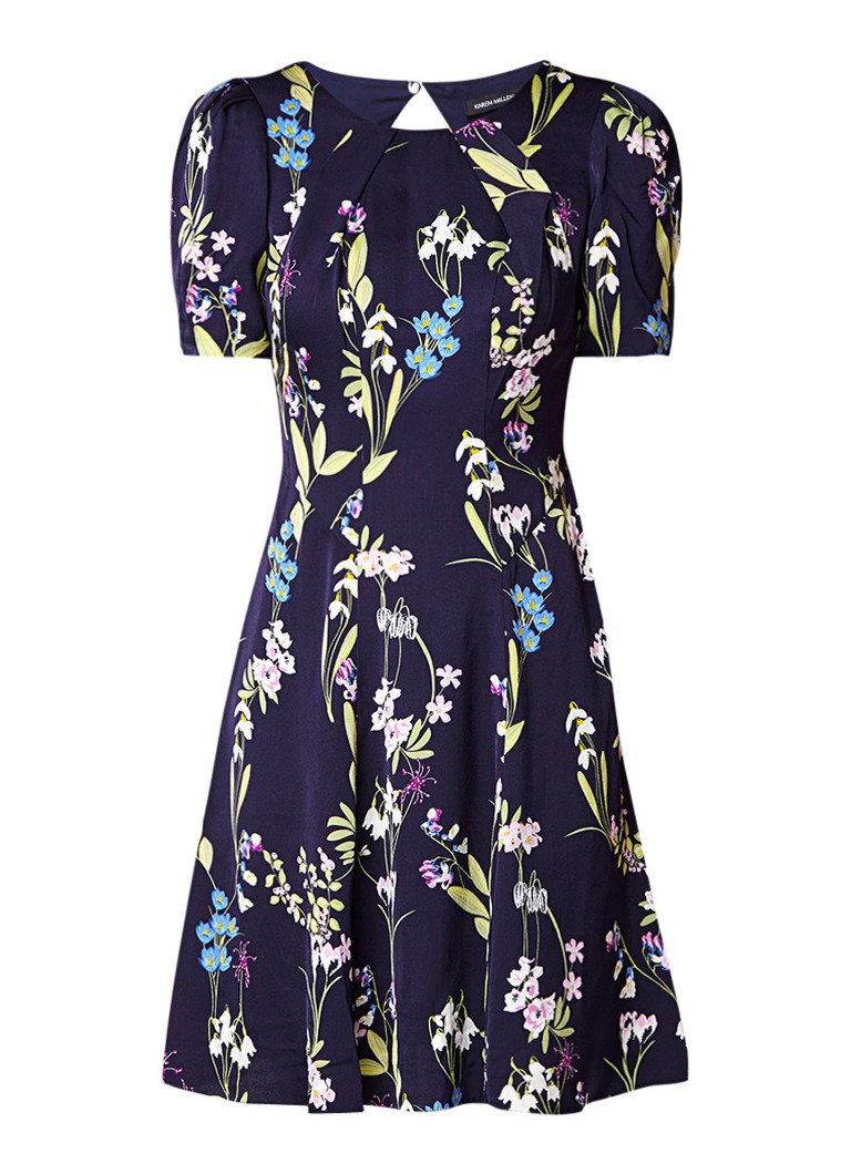 Karen Millen A-lijn jurk met bloemenprint donkerblauw