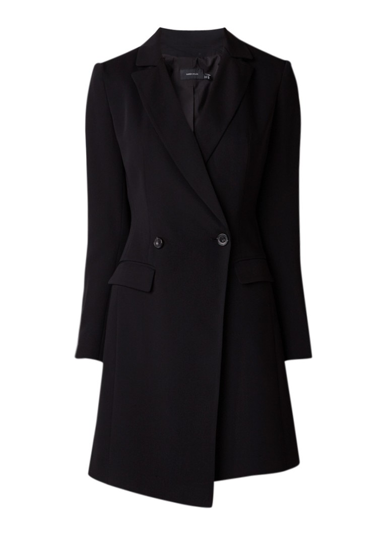 Karen Millen Jurk met schoudervulling en blazer look zwart