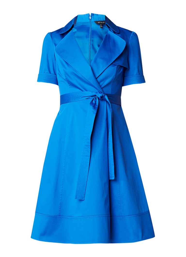 Karen Millen Trench A-lijn jurk met strikceintuur kobaltblauw