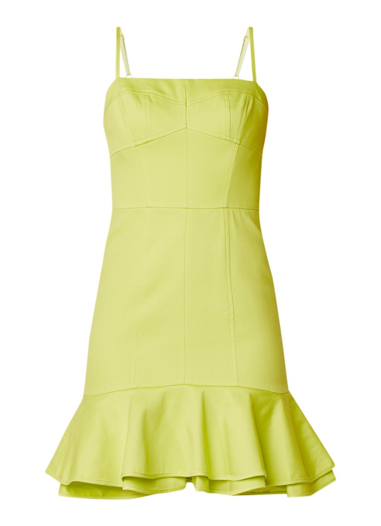 Karen Millen Techno Sun Fun mini-jurk met volants lime