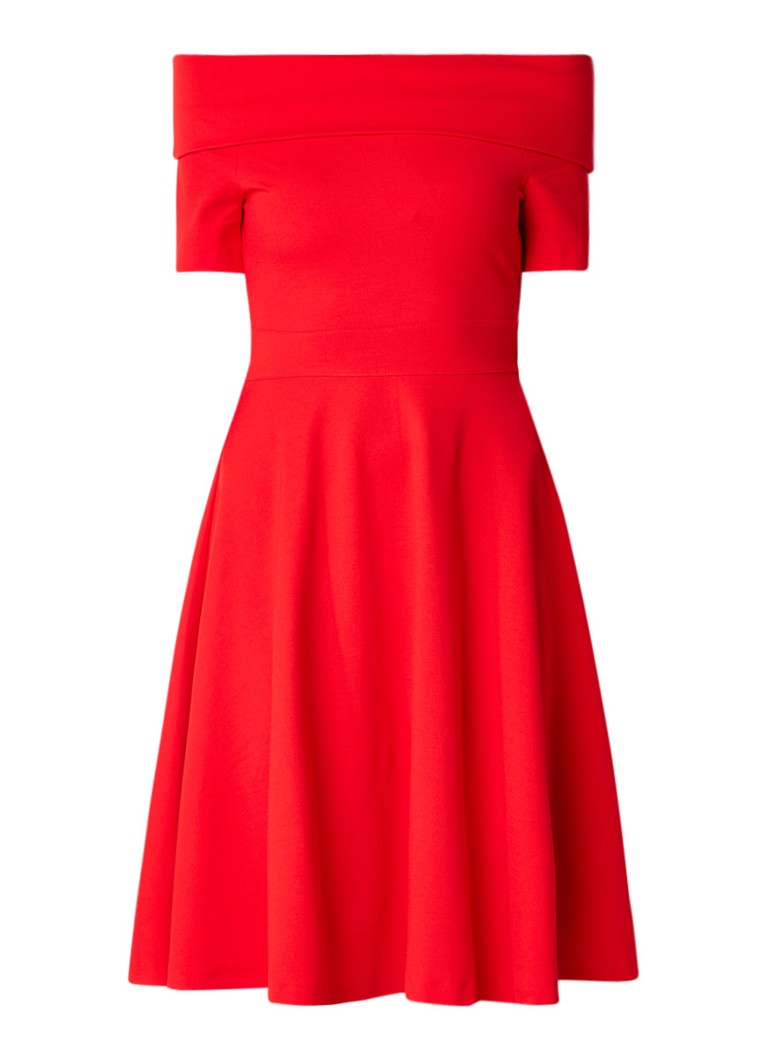 Karen Millen A-lijn off shoulder jurk van jersey rood