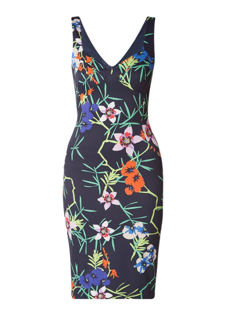 Karen Millen Bodycon jurk met bloemendessin donkerblauw