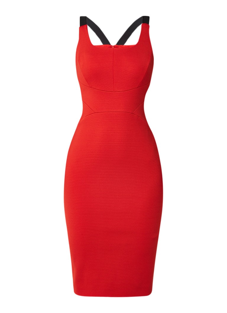 Karen Millen Bodycon jurk van jersey met deelnaden steenrood