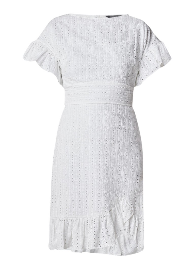 Karen Millen A-lijn jurk van broderie met volant wit