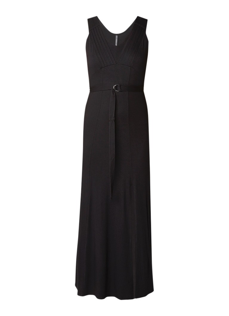 Karen Millen Maxi-jurk met plooidetail en ceintuur zwart