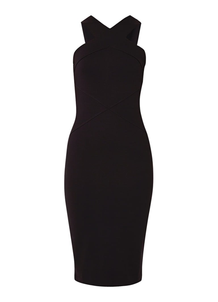 Karen Millen Bodycon jurk van jersey met gekruisde banden zwart