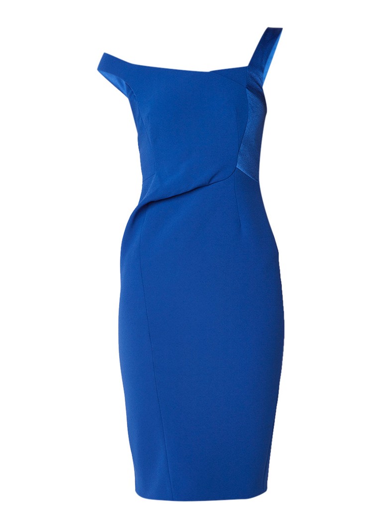 Karen Millen Asymmetrische midi kokerjurk royalblauw