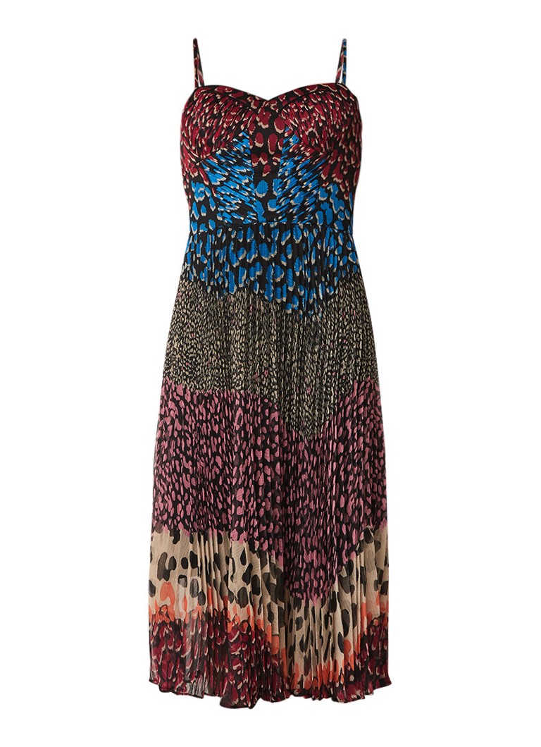 Karen Millen Jurk van chiffon met plissÃ© en luipaarddessin multicolor