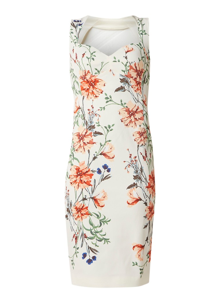 Karen Millen Bodycon midi-jurk met bloemendessin wit