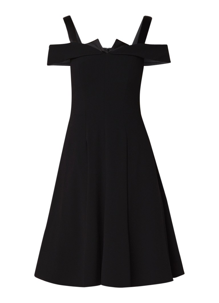 Karen Millen A-lijn jurk met cold-shoulder en coupenaden zwart