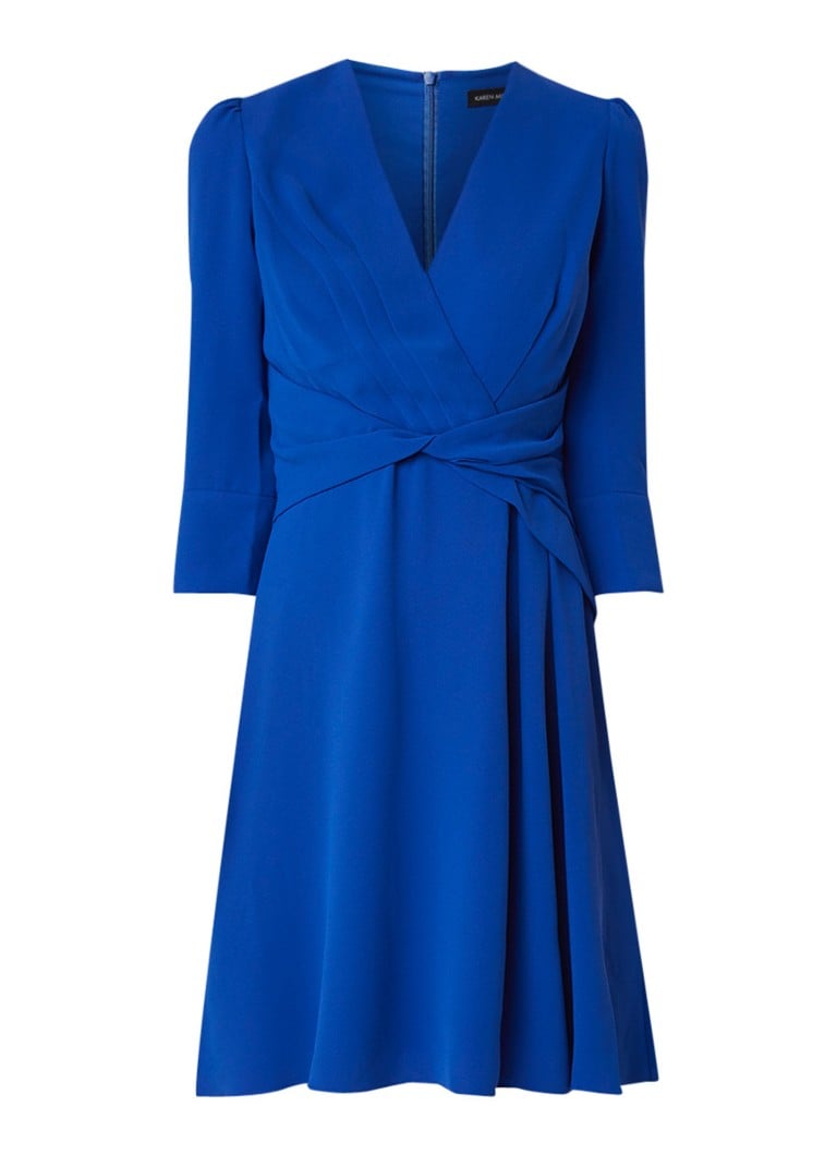 Karen Millen Tuniekjurk van crêpe met knoopdetail royalblauw