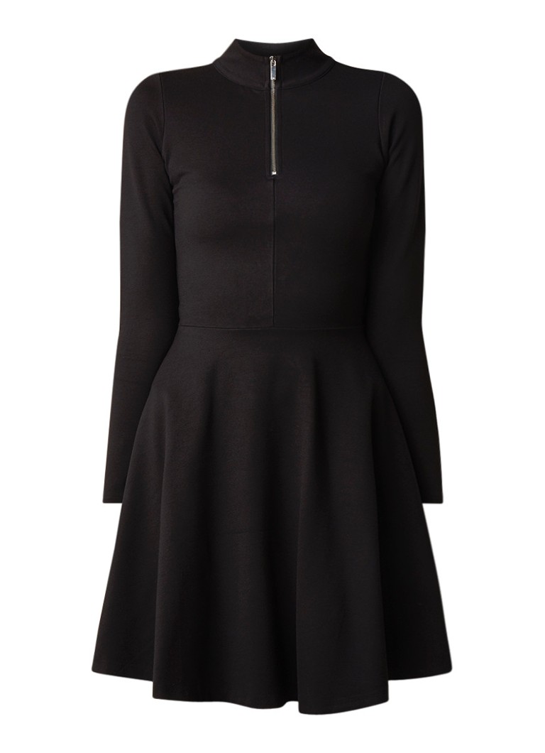 Karen Millen A-lijn jurk van jersey met halve rits zwart