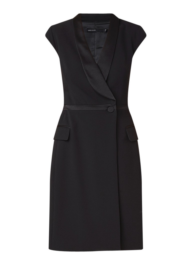 Karen Millen Midi-jurk van crÃªpe met blazerlook zwart
