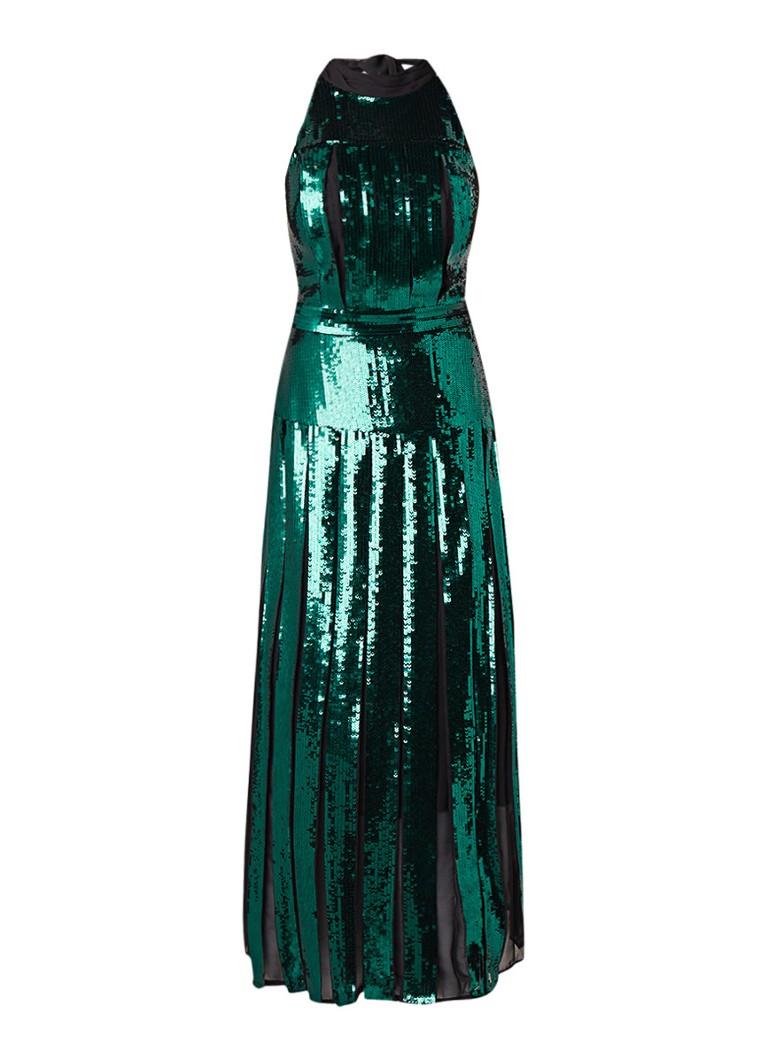 Karen Millen Maxi-jurk met halter en pailletten turquoise