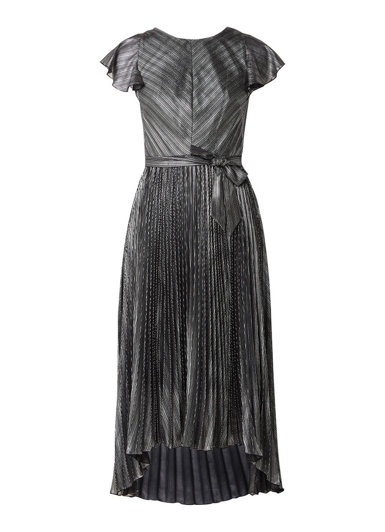 Karen Millen Geplisseerde midi-jurk met metallic streepdessin zilver