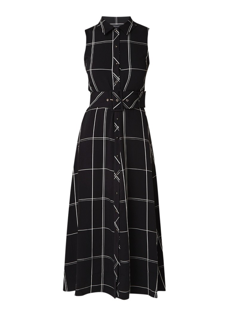 Karen Millen Maxi-jurk met ruitdessin en ceintuur zwart