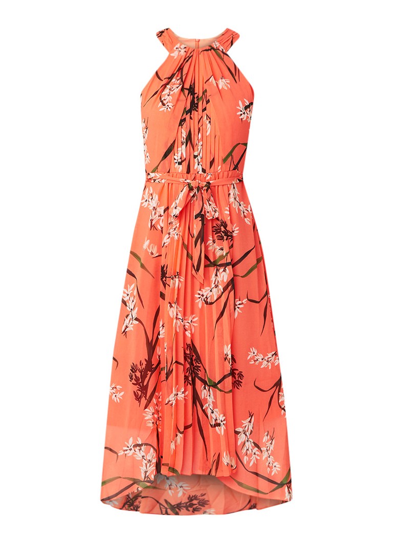 Karen Millen Oriental maxi-jurk met bloemendessin oranjerood