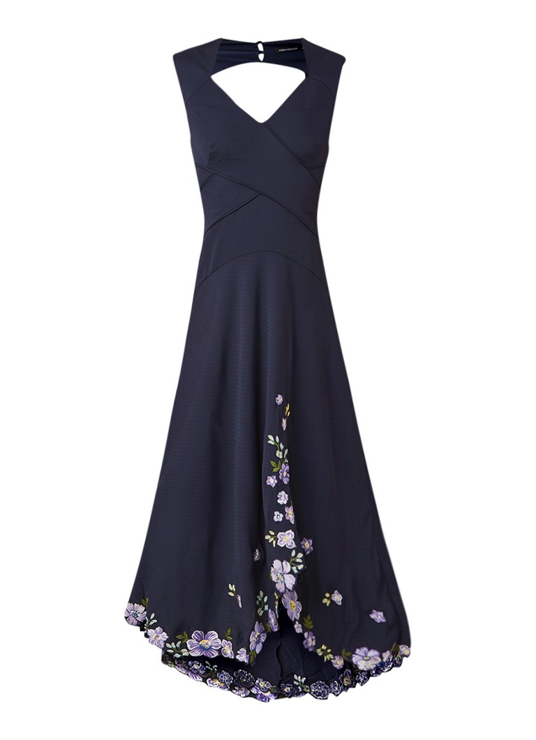 Karen Millen Midi-jurk met borduring en rugdecolletÃ© donkerblauw