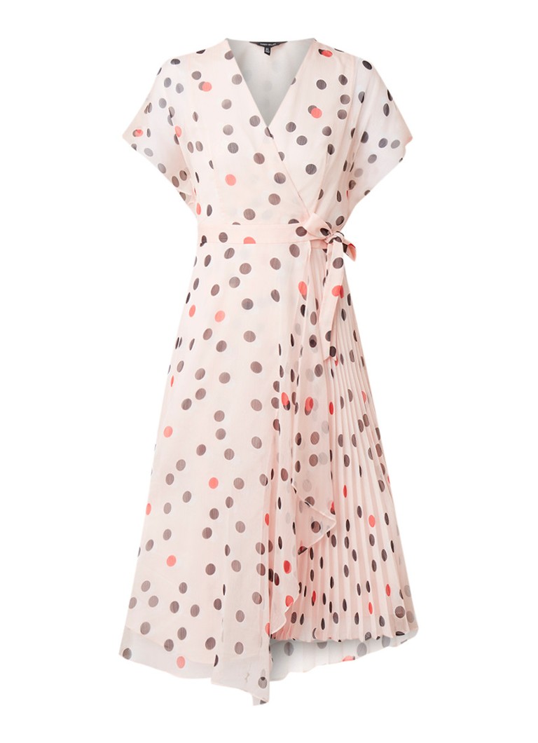 Karen Millen Wikkeljurk met polkadotdessin lichtroze