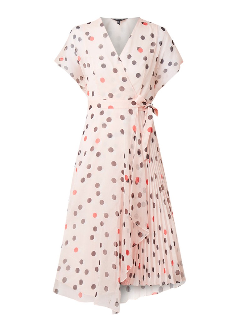 Karen Millen Wikkeljurk met polkadotdessin lichtroze