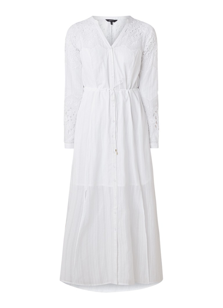 Karen Millen Maxi-jurk met inzet van kant en striksluiting wit