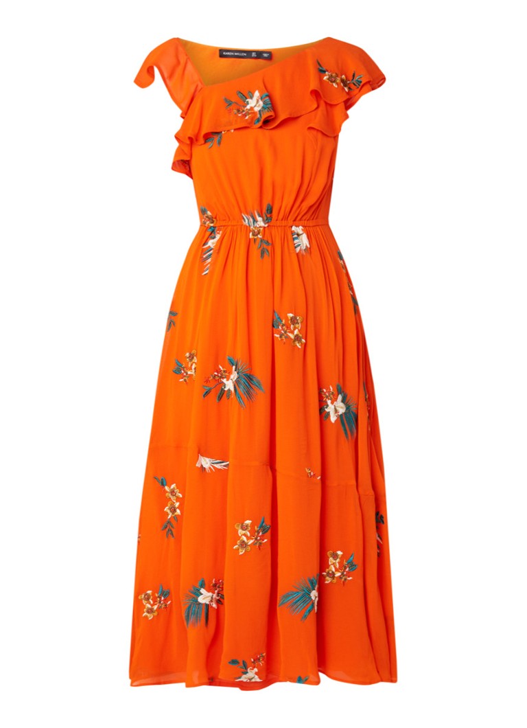 Karen Millen Havana midi-jurk met borduring oranje