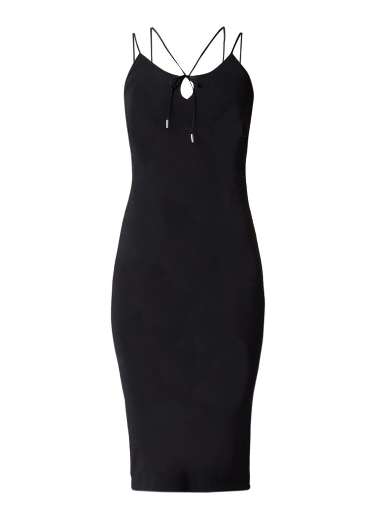 Karen Millen Bodycon strappy midi-jurk met koord zwart