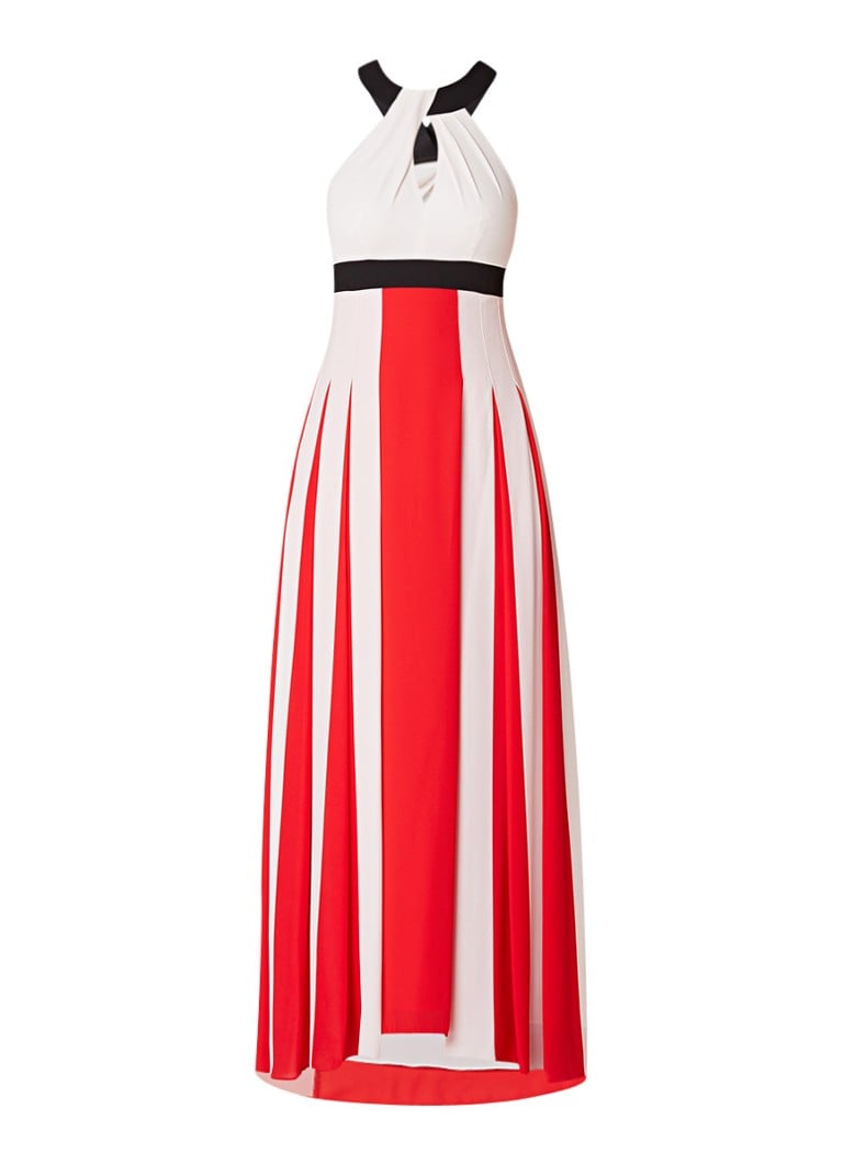 Karen Millen Maxi-jurk met streepdessin en eyelet detail rood