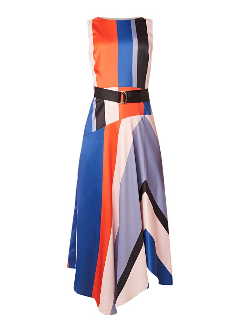 Karen Millen Midi-jurk van satijn met colour blocking multicolor