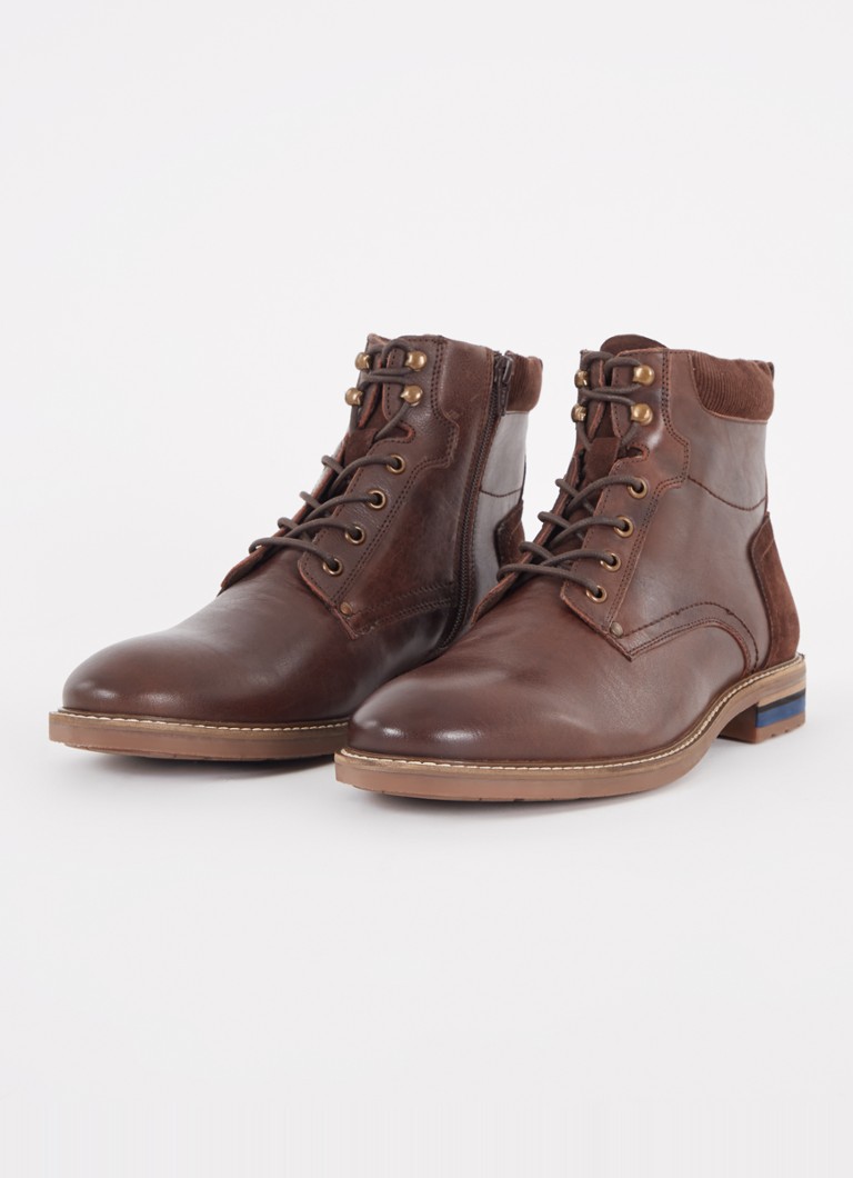 Dune London Colton veterboot van leer met suède details