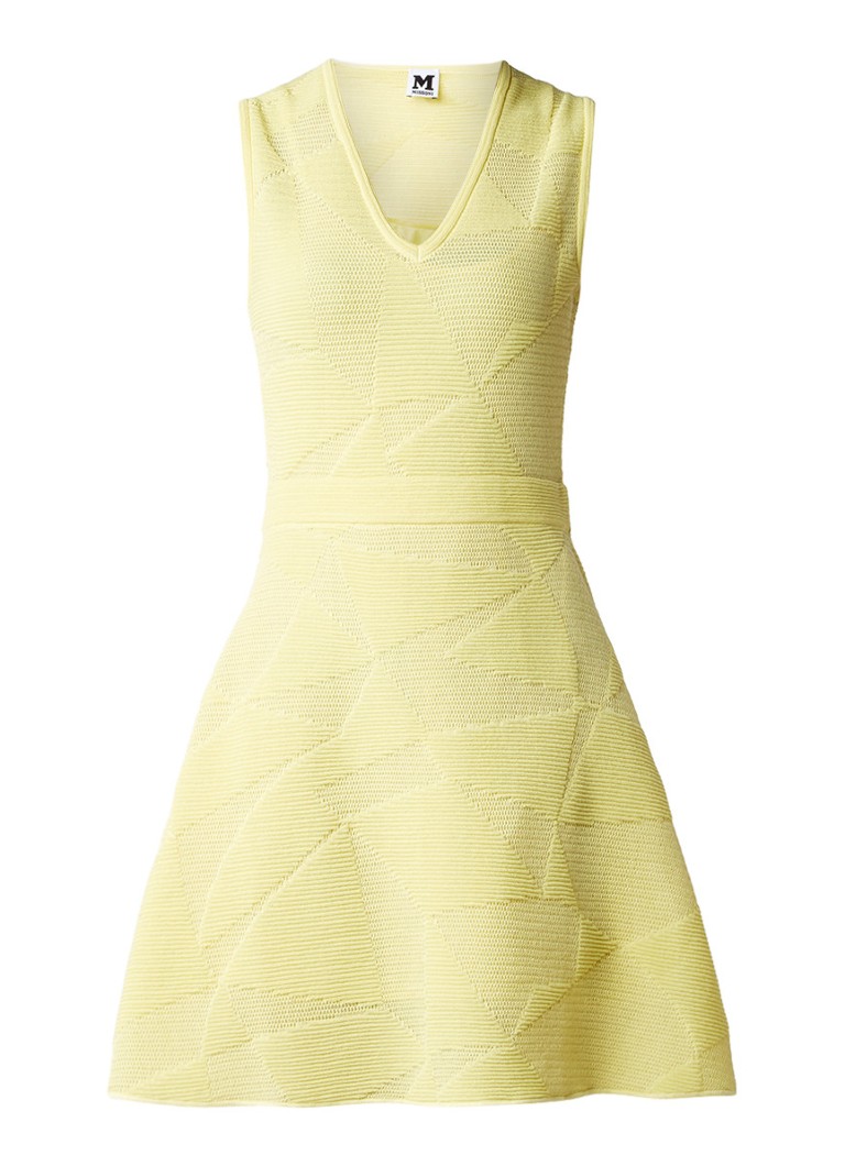 M Missoni A-lijn jurk met ingebreid dessin geel