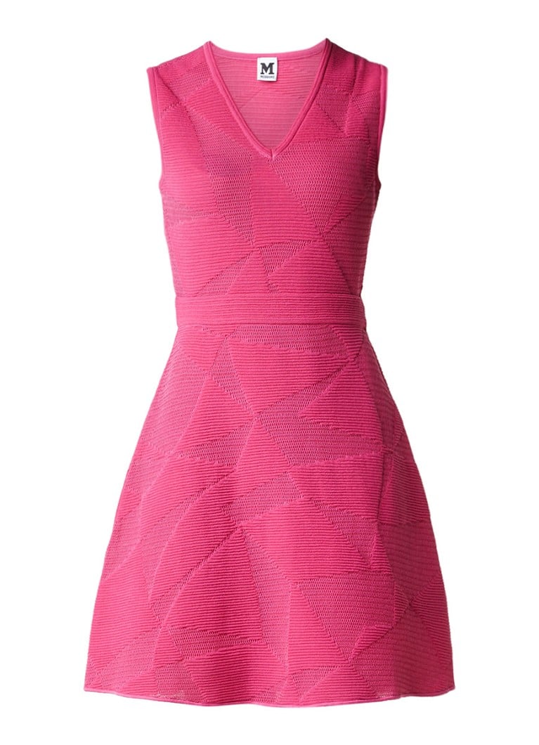 M Missoni A-lijn jurk met ingebreid dessin fuchsia