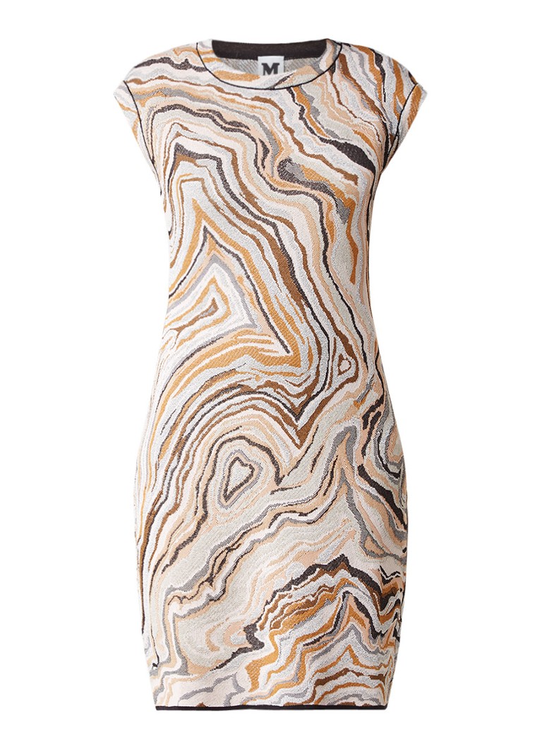 M Missoni Fijngebreide jurk met abstract dessin en lurex bruin