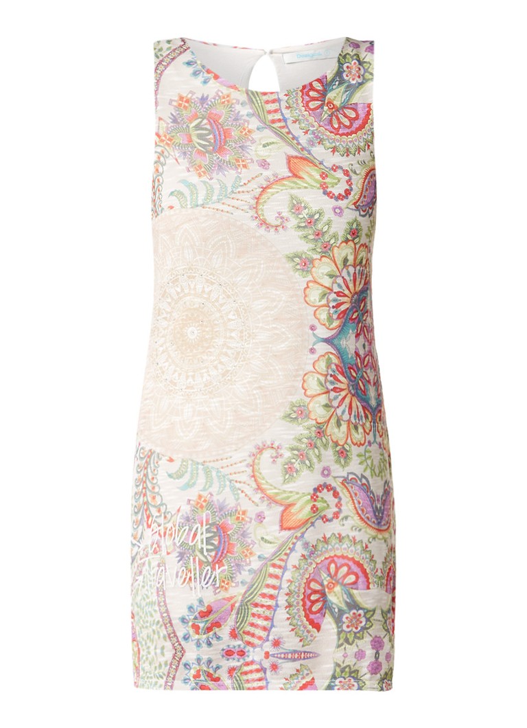 Desigual Lágrima Valkiria fijngebreide jurk met dessin beige