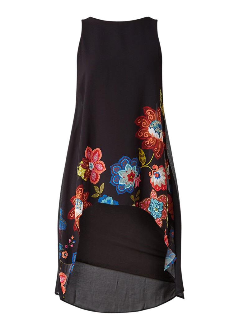 Desigual Picos Caribou jurk met overlay en bloemdessin zwart